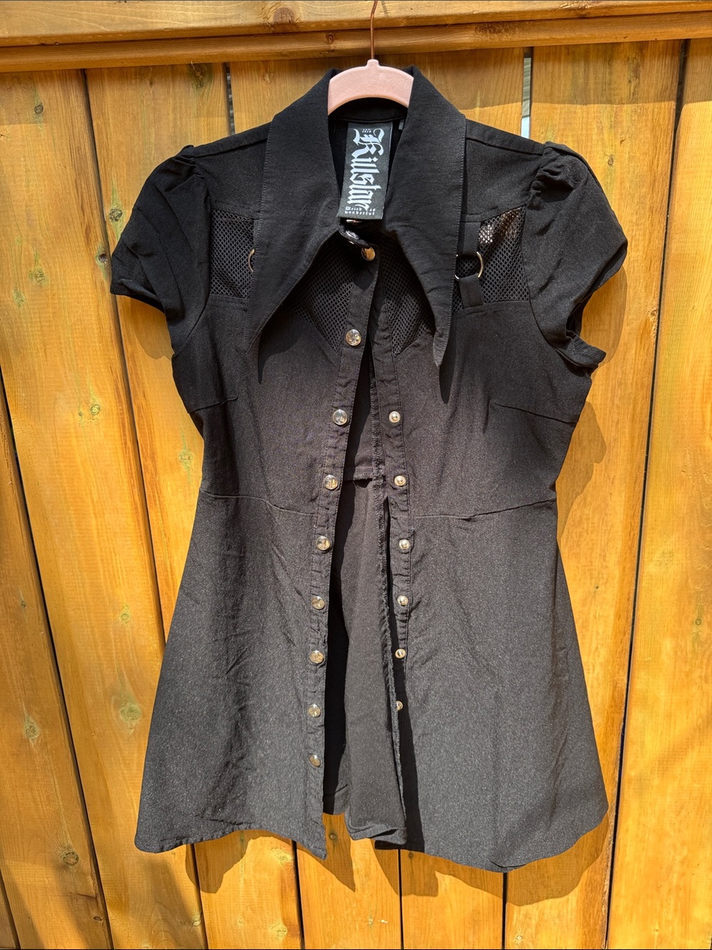 Killstar Black Short Sleeve Button-Up A-Line Dress